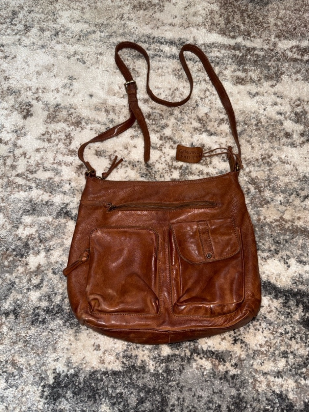Genuine Leather Brown Crossbody Bag - Classic Women's Shoulder Bag